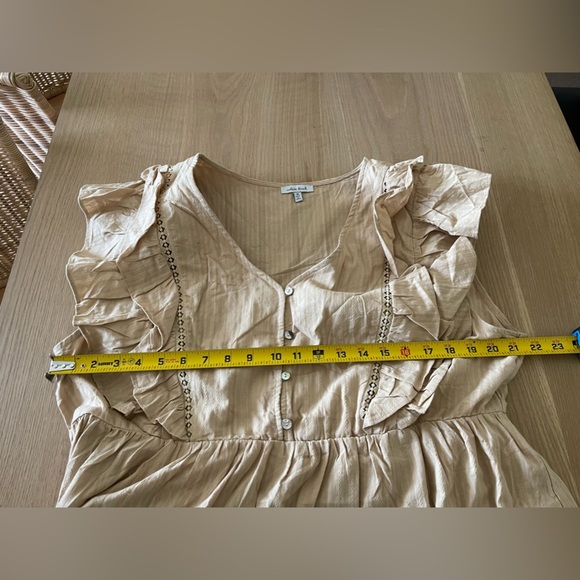 White Birch|Tan Prairie Ruffle Dress with Eyelet Stitching Border, Size 1X••• - Picture 14 of 16